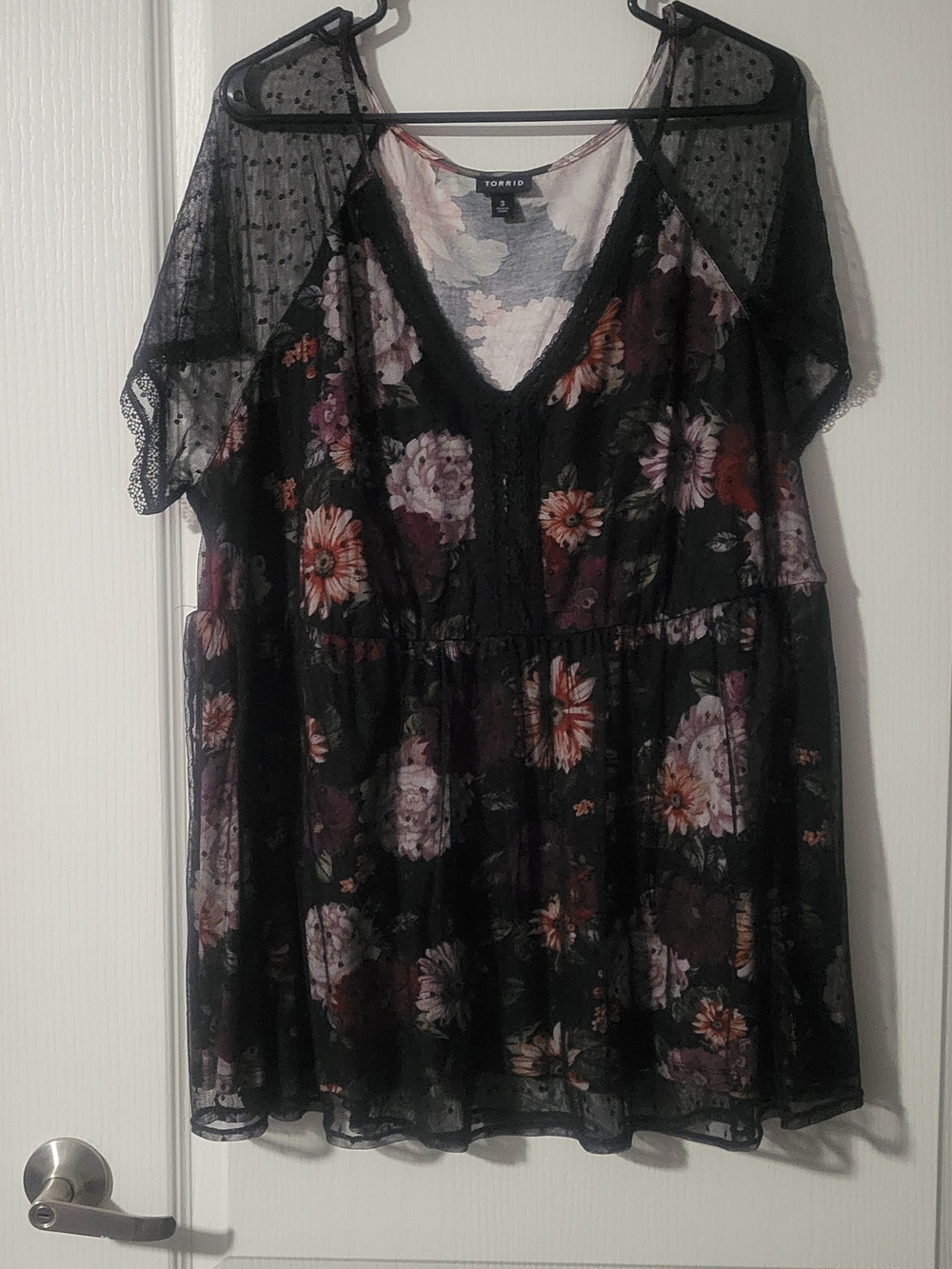 Torrid Black Floral Lace Overlay Top